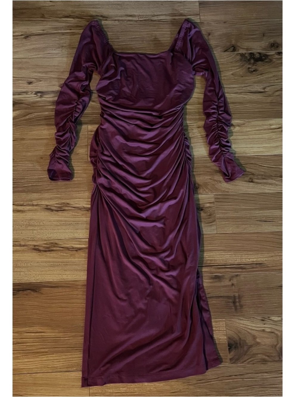 Anthropologie Square Neck Ruched Midi Dress New Small - Picture 3 of 14